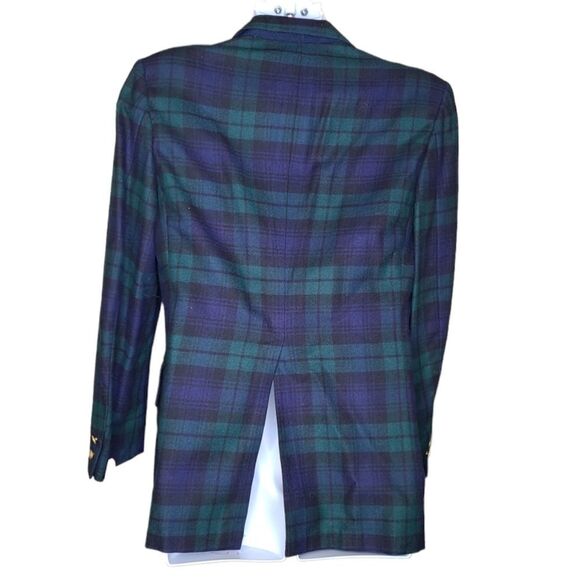 VINTAGE 60s plaid wool dark academia‎ 2 button boyfriend blazer M - Picture 2 of 7